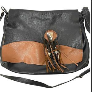 Erda Leather Artisan Fringe Deerskin Messenger Bag - Vintage